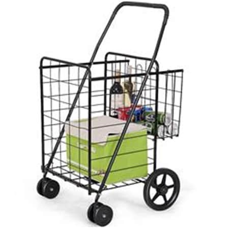 Total Tactic Jumbo Basket for Grocery Laundry Travel with Swivel Wheels - Black TL32734